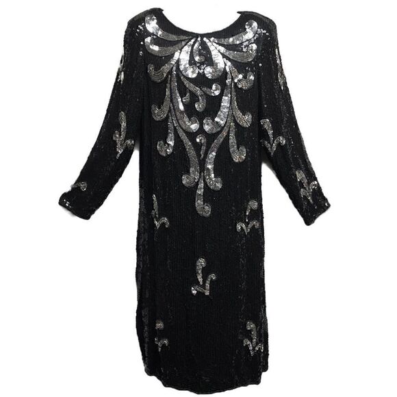 Vintage Dresses & Skirts - Vintage 100% Pure Silk Sequined Party Dress